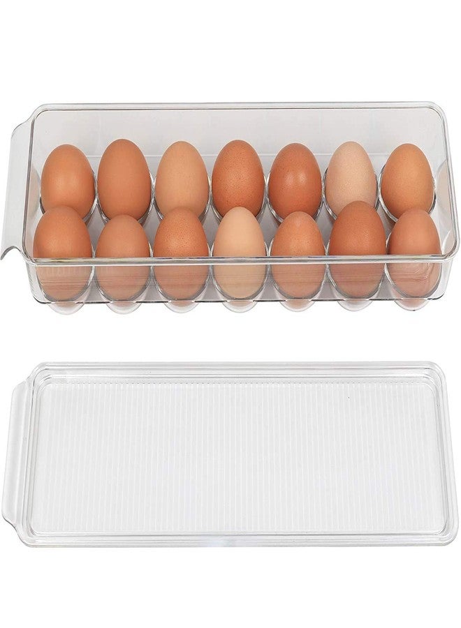 JIGSHTIAL صندوق تخزين بيض أو صواني بيض من الأكريليك من جيغشتيال للثلاجة مع غطاء ومقابض، حامل بيض يتسع لـ 14 بيضة، شفاف، غير قابل للكسر - Image 3